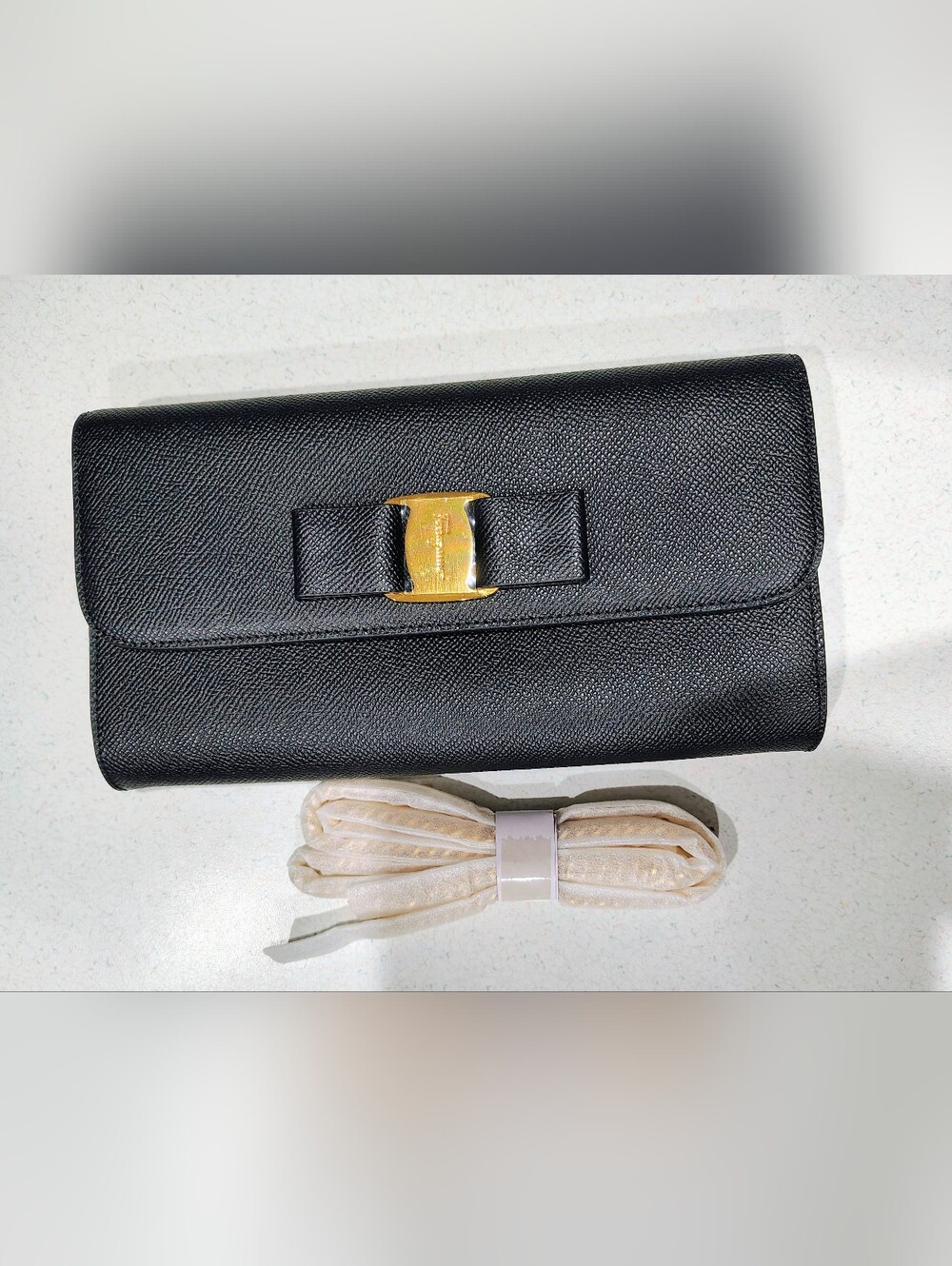 Brand New Salvatore Ferragamo Vara Bow Clutch